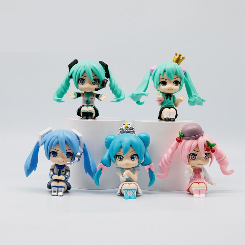 Adorable Q Version Hatsune Miku Figurine Pvc Anime Collectible Doll Set For Fans
