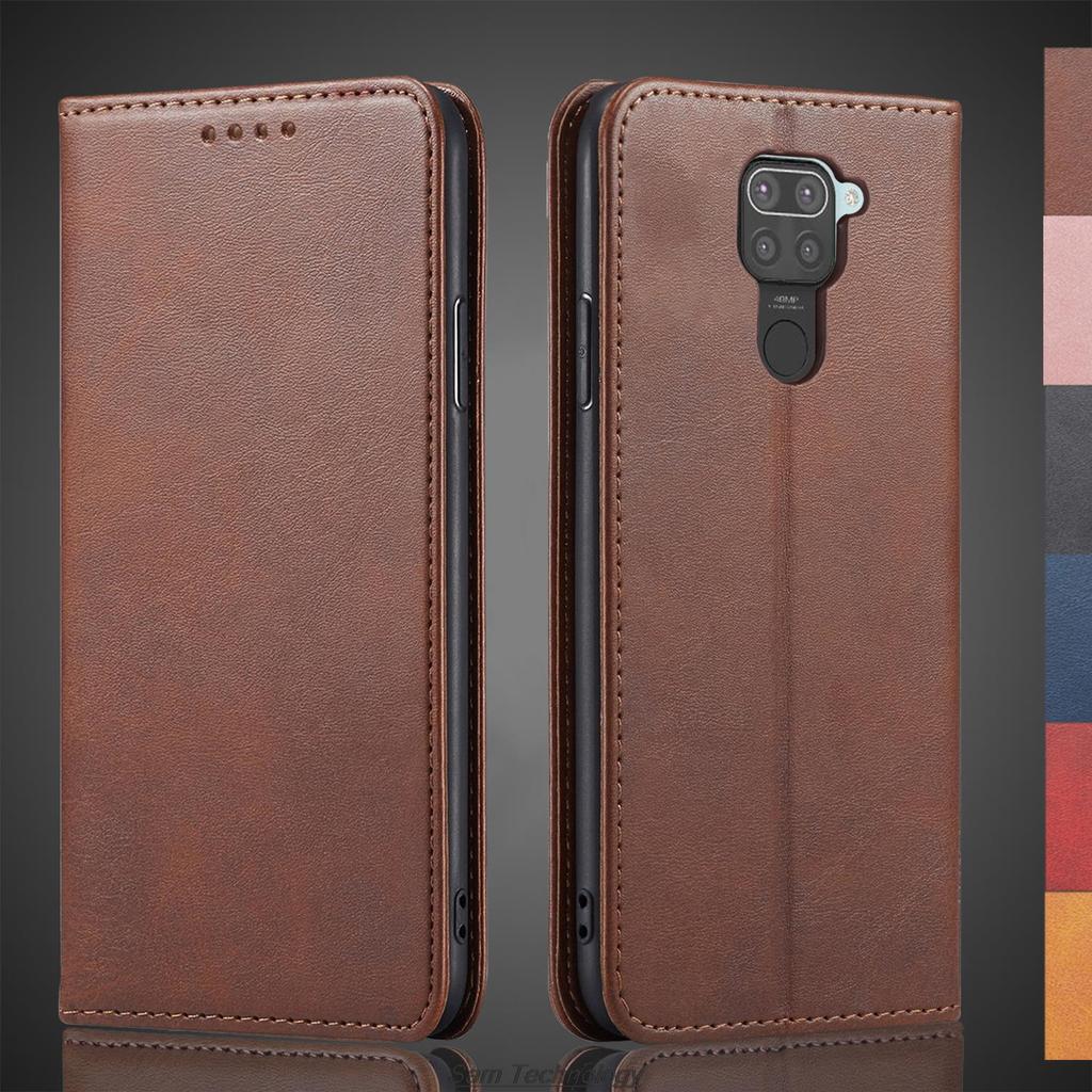 Кожаный чехол с магнитной застежкой для Xiaomi Redmi Note 9 6.53" Чехол-кобура с откидной крышкой Чехол-кошелек Сумки для телефона Fundas Coque