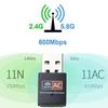 USB-адаптер Wi-Fi, 600 Мбит/с, 2,4 ГГц/5 ГГц, двухдиапазонный Wi-Fi, беспроводная сетевая карта, антенна 802.11b/n/g/ac, мини-передатчик беспроводного ключа-приемника