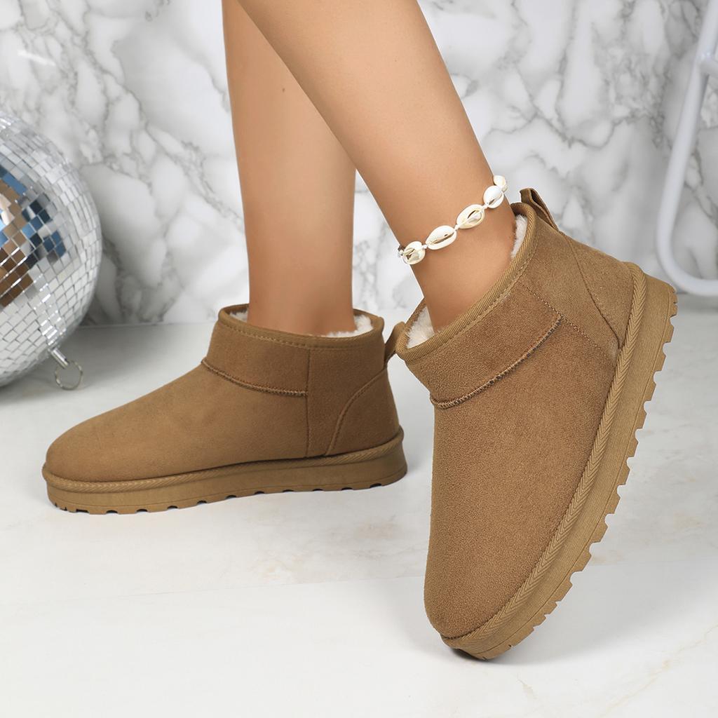 Модные Удобные Теплые Зимние Ботинки Женские 2024 Зима Толстые Плюшевые На Плоской Подошве Ботильоны для Женщин Легкие Противоскользящие Хлопковые Ботинки с Подкладкой