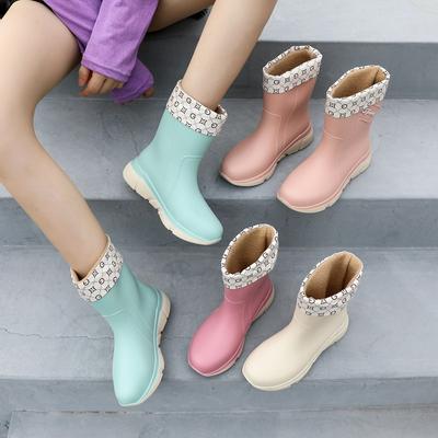 Стильные и простые полусапоги женские водонепроницаемые и нескользящие водные сапоги износостойкая дождевая обувь кухонные рабочие рукава женская обувь