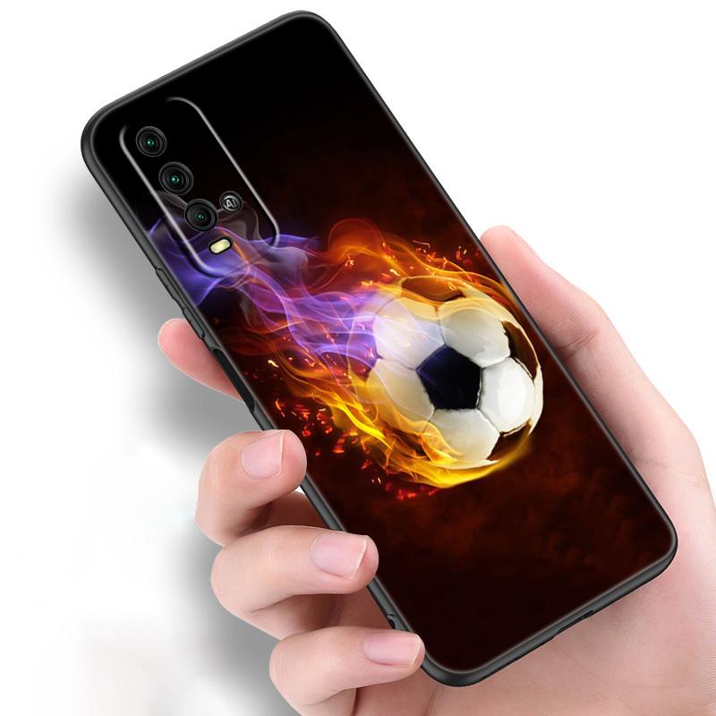 Силиконовый чехол для телефона с огненным футбольным мячом для Xiaomi Redmi Note 11 10 9 8 Pro 11T 10T 10S 9S 8T 9 9A 9C 9T, черный чехол
