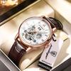 Luxury Men Wristwatch Waterproof Date Week Automatic Mechanical Hollow Men's Watches Fashion Business Leather Man Watch