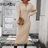 Autumn and Winter Button Knit Dress Fashion Temperament Commuter Women's Sweater