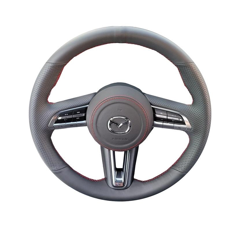 Ручная sewing Черная кожаная крышка рулевого колеса автомобиля для Mazda 3 Axela CX-30 MX-30 Автоаксессуары