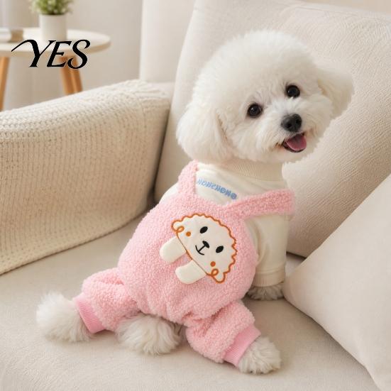 Pet Jumpsuit Cute Jumpsuit, Cozy 4-Legged Apparel, Plush Lined Autumn Dog Pajamas Soft Fabric Winter Outfit, Warm Onesie Clothes for Small Medium Dogs