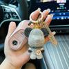 Rhinestone Panda Bear Keychain with Custom Letter & Anti-Lost Plate