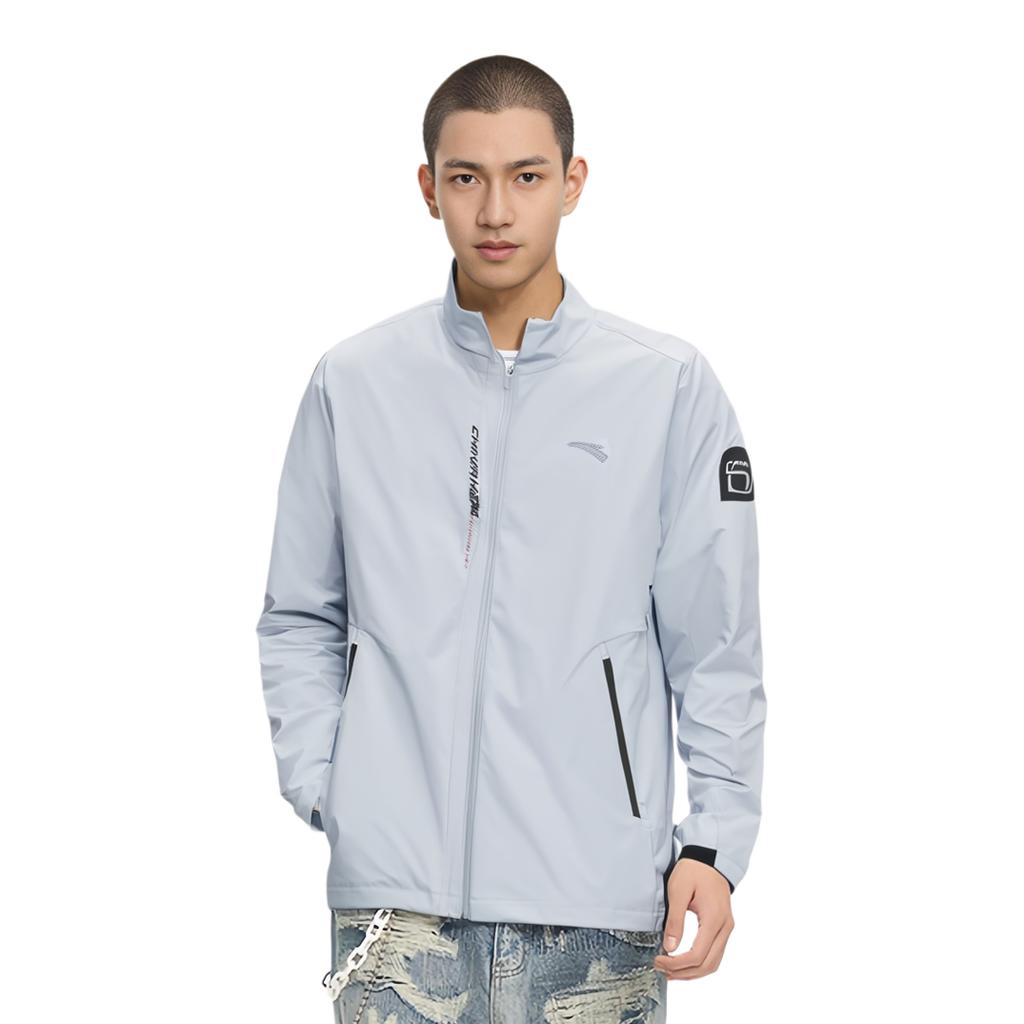 Anta Обычная легкая куртка на молнии с воротником-стойкой, мужская куртка, грязно-серая 152337623-3