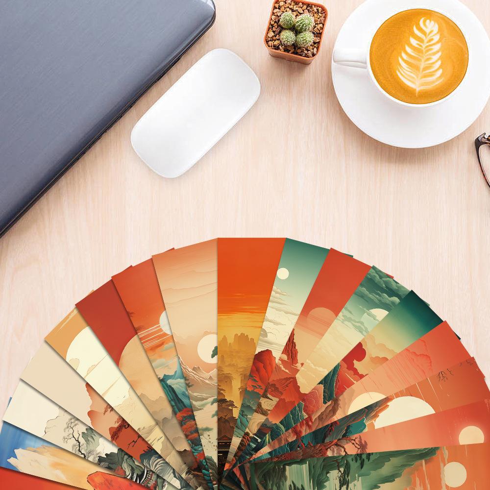 30pcs/set Ins Landscape Character Bookmark Creative Handbook DIY Abstract Paper Cards for Students Teacher's Day Gift