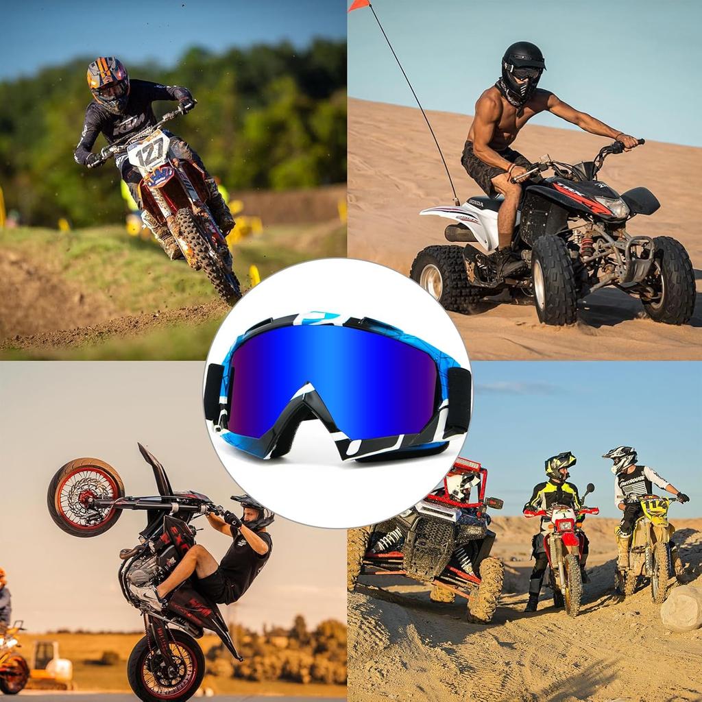 Очки для мотокросса 2 пары Мотоцикл Квадроцикл УФ Мотокросс Внедорожник Шлем для езды MX Очки для взрослых Молодежи Детей