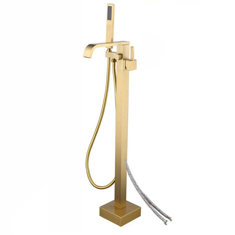 Tuqiu смеситель для ванны + ручной душ, отдельно стоящие розово-золотые смесители для ванны, напольный или настенный смеситель для ванны