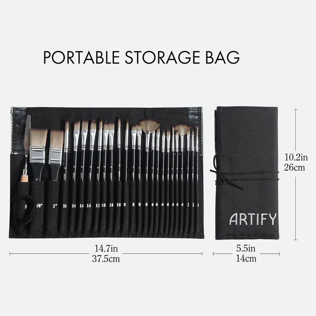 24 Pieces Paint Brush Set, Expert Series, Enhanced Synthetic Art Supplies with Brush Holder and Palette Knife for Acrylic, Oil, Watercolor