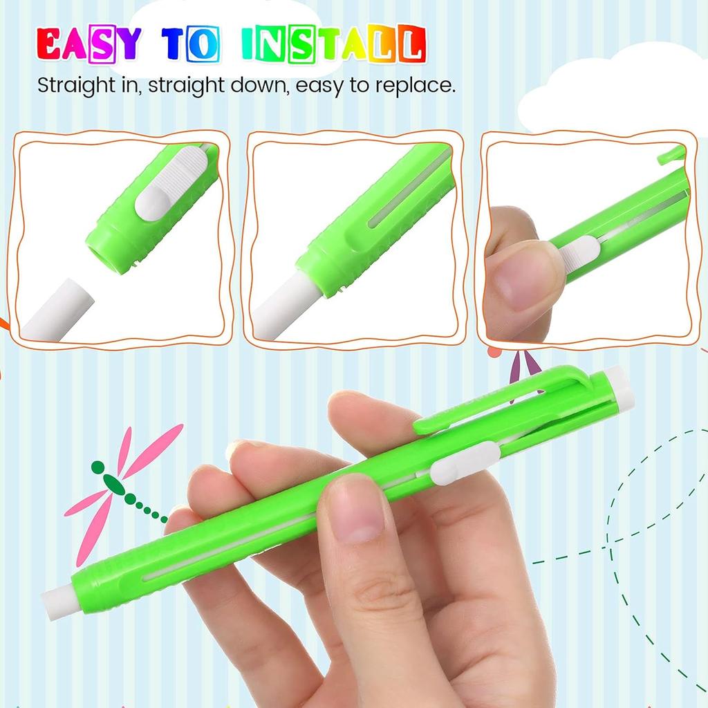 Pangda 10 Pieces Retractable Mechanical Eraser Pen, Pen-Style Erasers Pencil Click Big for Drawing, Art, Drafting, Sketching Adults, Kids Office,