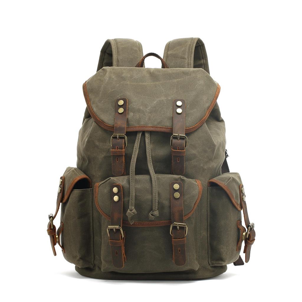 Рюкзак Мужские и женские рюкзаки Спортивная дорожная сумка для отдыха на открытом воздухе Водонепроницаемая дорожная сумка для компьютера из вощеного холста