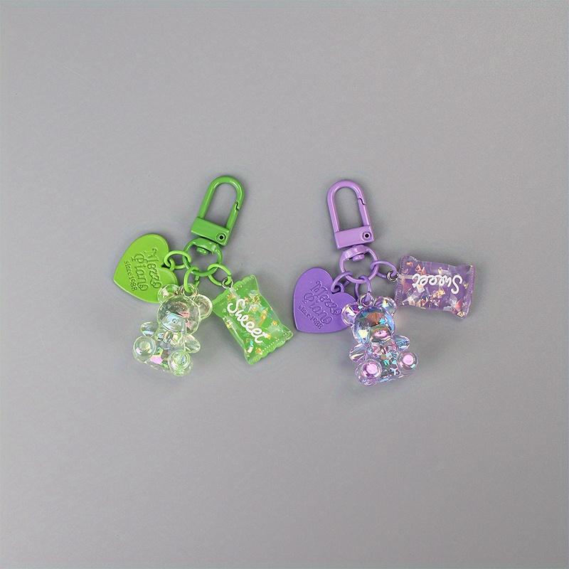 Брелок в виде мультяшного медведя в виде сердца, животного, конфеты, брелок для ключей для друзей, влюбленных, милая креативная сумка, автомобильная коробка для наушников, аксессуары для ключей