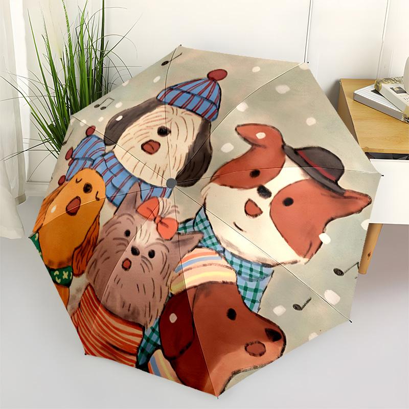 1pc Dogs, WinterAutomatic Open/close Folding Umbrella, Compact Portable Travel Umbrella, Perfect Birthday/Holiday, Cute Umbrella y037
