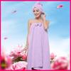 Women's Cute Bowknot Quick-Dry Bath Towel Spa Wraps and Shower Cap Bathrobe Set