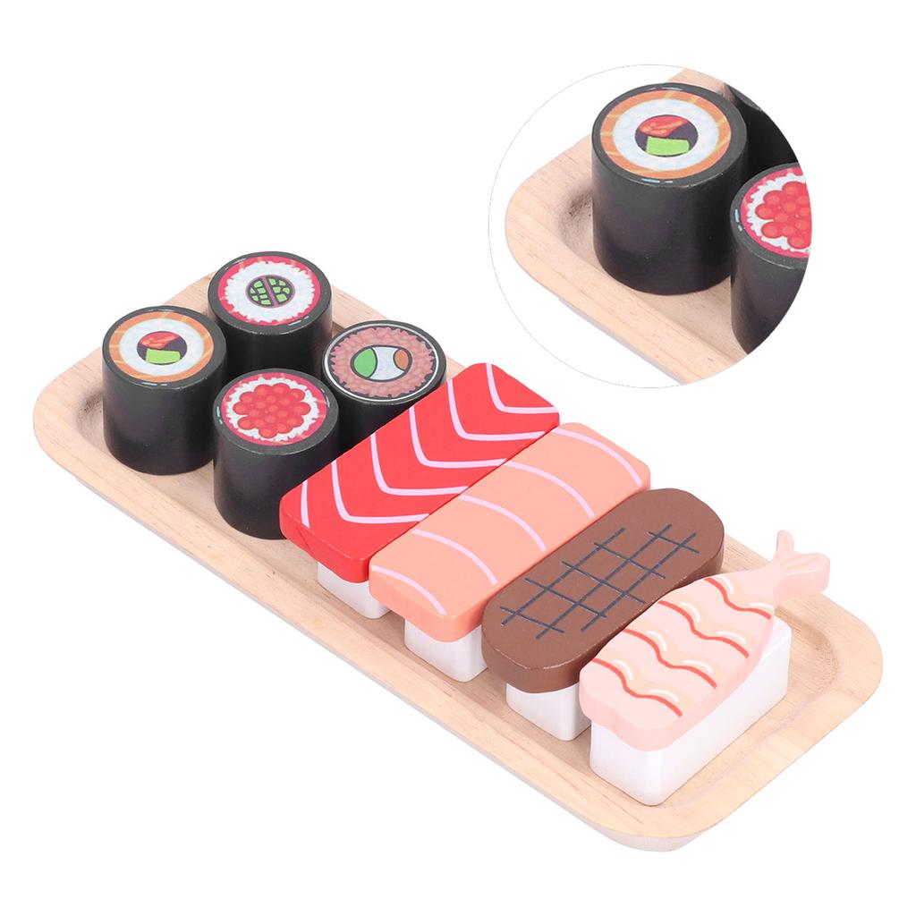 Wooden Sushi Restaurant Pretend Play Set Food Recognize Toy Children Kitchen Pretend Toy