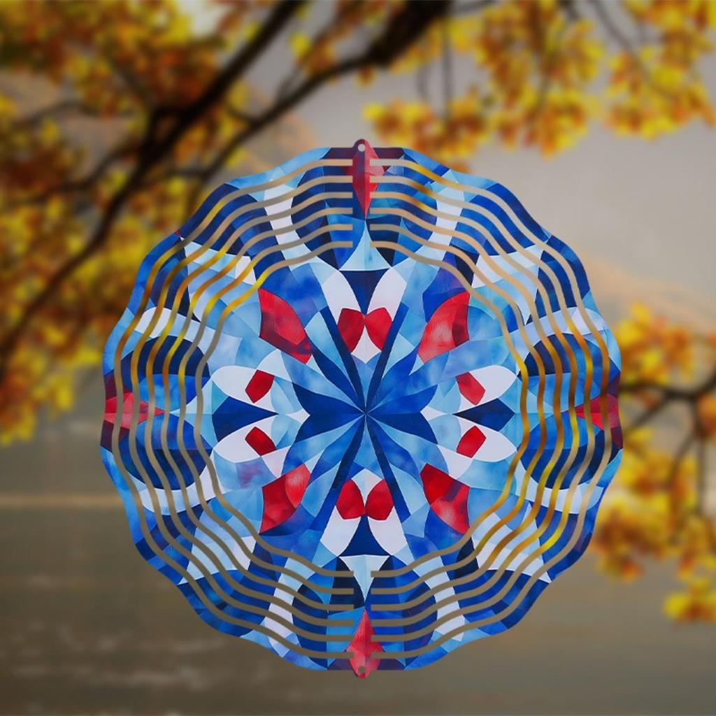No Power Needed Colorful Wind Spinner for Indoor Outdoor Decor Blue Red White Halloween Home Garden Yard Large Metal Spinning Ornament