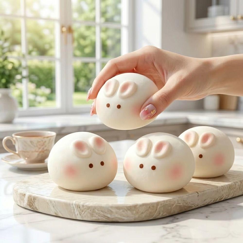 Slow Rising Round Bunny Bun Squeeze Toy Finger Suction Chocolate Sensory Fidget Toy Adults