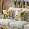 4 Pack Yellow Tulip Pillow Covers Double Sided Print Hello Sunshine Floral Bicycle Cushion Cases Home Decor For Sofa Bedroom