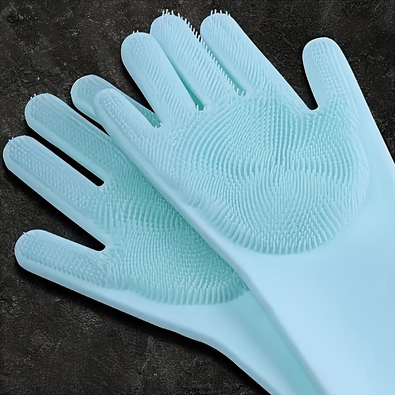 1 Pair 2-in-1 Silicone Pet Bath Gloves & Brush for Dogs, Massage & Bathing Supplies, Thick Gloves