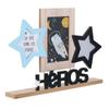 [A1651] - Wood Collage 'Hero' Beige Blue (3 Pictures) - 40x28x5cm