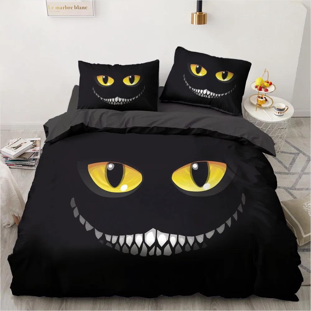 Black and White Grimace Duvet Cover Black Cartoon Dryad Ghost for Children Boys Gifts Bedroom Decoration Polyester Quilt Cover