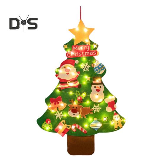 Рождественская елка из фетра своими руками для малышей, большая светящаяся рождественская елка с Санта-звездой, конфетными фигурками, детская развивающая игрушка