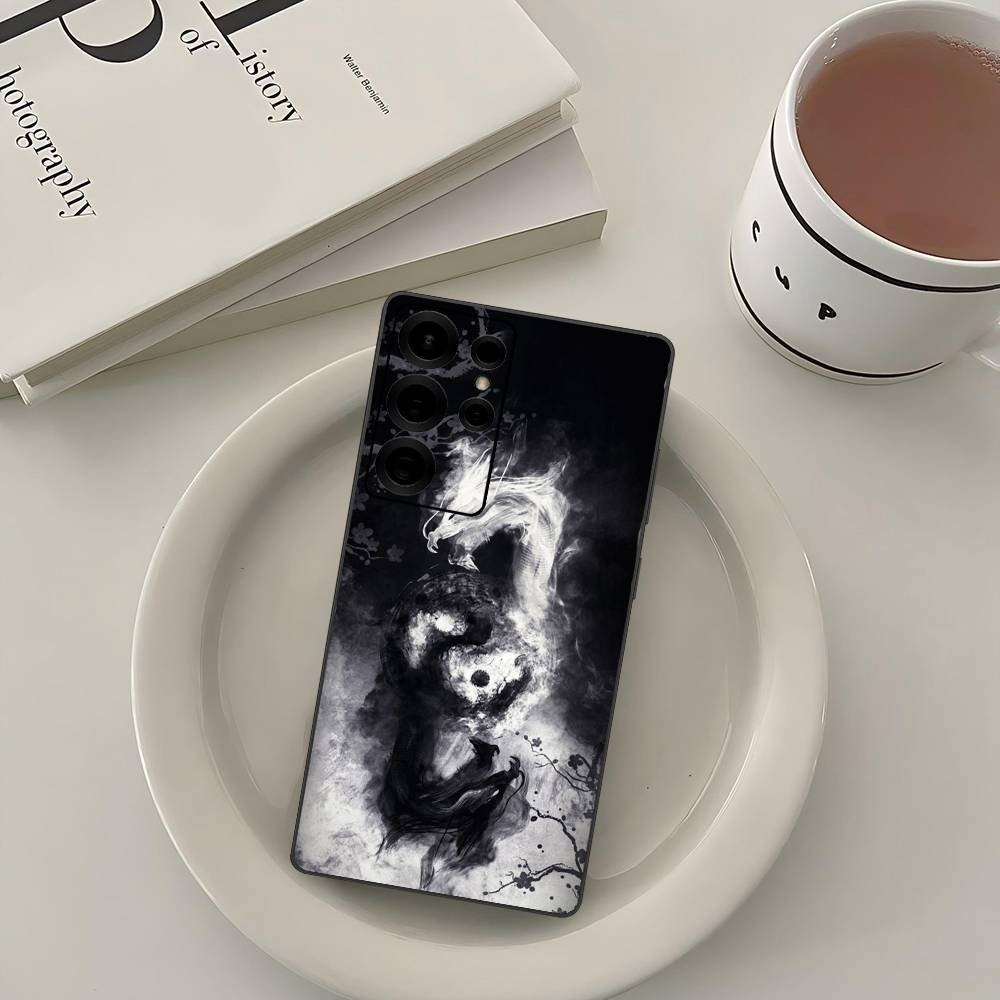 Японское искусство Дракон Инь Ян Чехол для телефона Для Samsung S 24 fe 25 Ultra plus 20 lite 21 30 22 23 24 22 Ultra 5G Fundas