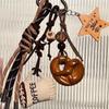 Y2K Korean Brown Cute Alkaline Bread Keychain  Braided Rope Keyring Bag Pendant Backpack Hanging Decoration Girl Gifts