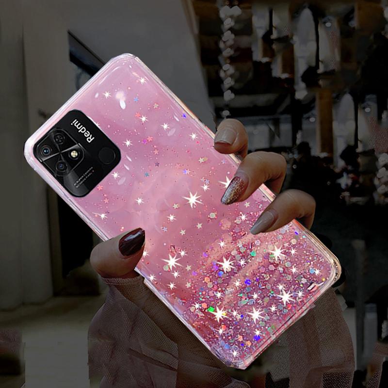 Чехол для телефона для Xiaomi Redmi 10C 4G, роскошный мягкий чехол с градиентом и блестящими звездами для Redmi 10C 10 C, противоударный, прозрачный, силиконовый, задняя крышка