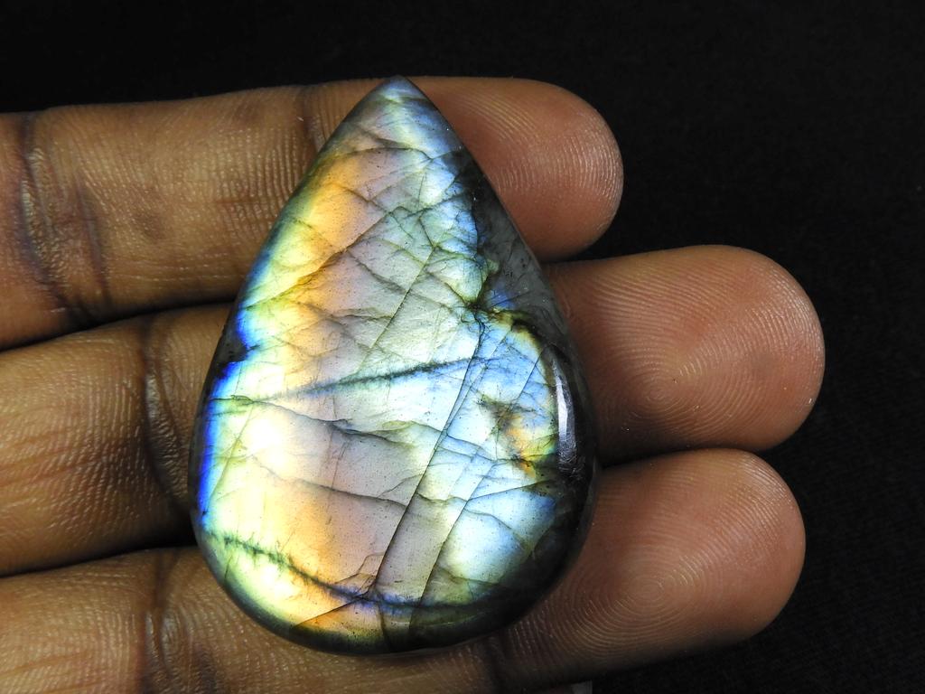 TOP GRADE!! NATURAL LABRADORITE PURPLE CABOCHON PEAR LOOSE GEMSTONE 105Cts. ET-445