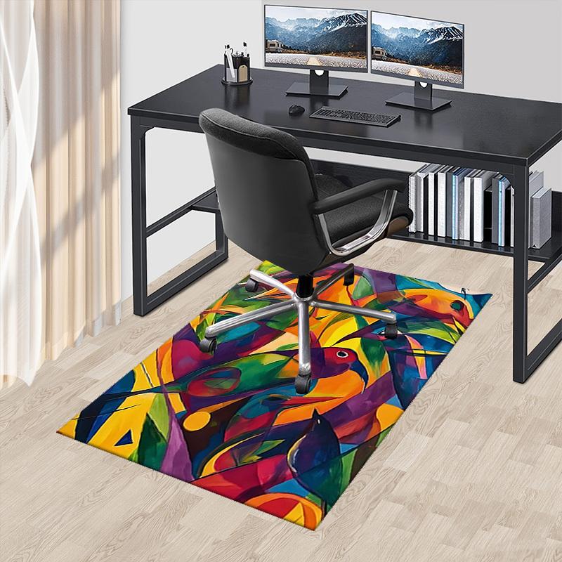 1pc Colorful Abstract Birds Chair Mat - Festival Gift for Office Chairs, Non-Slip Carpet for Home Decor, Suitable for All Seasons.P062