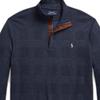 Polo Ralph Lauren Однотонный вязаный свитер с длинным рукавом и вышивкой в виде пони на молнии до половины для мужчин, синий 710916638-002