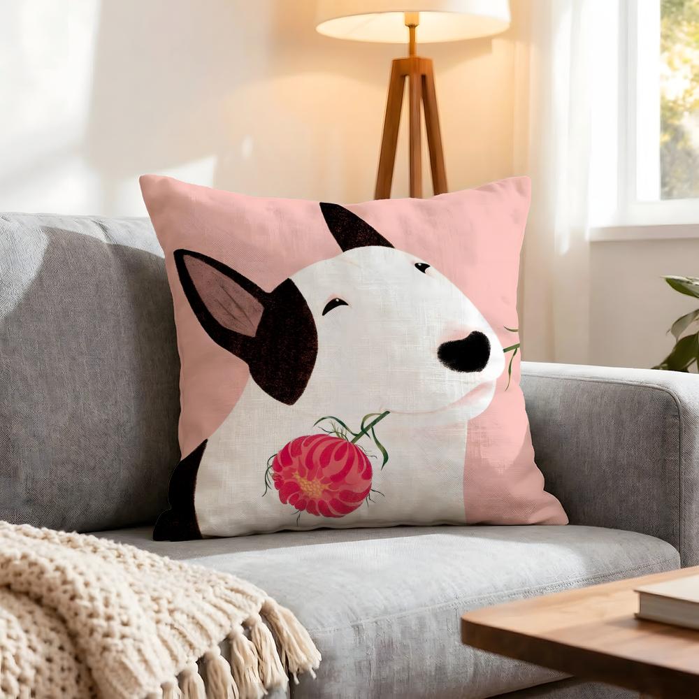 Animal Bull Terrier Cushion Cover Pcs Decorative Covers Soft Cushion Case for Sofa Couch Decor x x Pillowcases