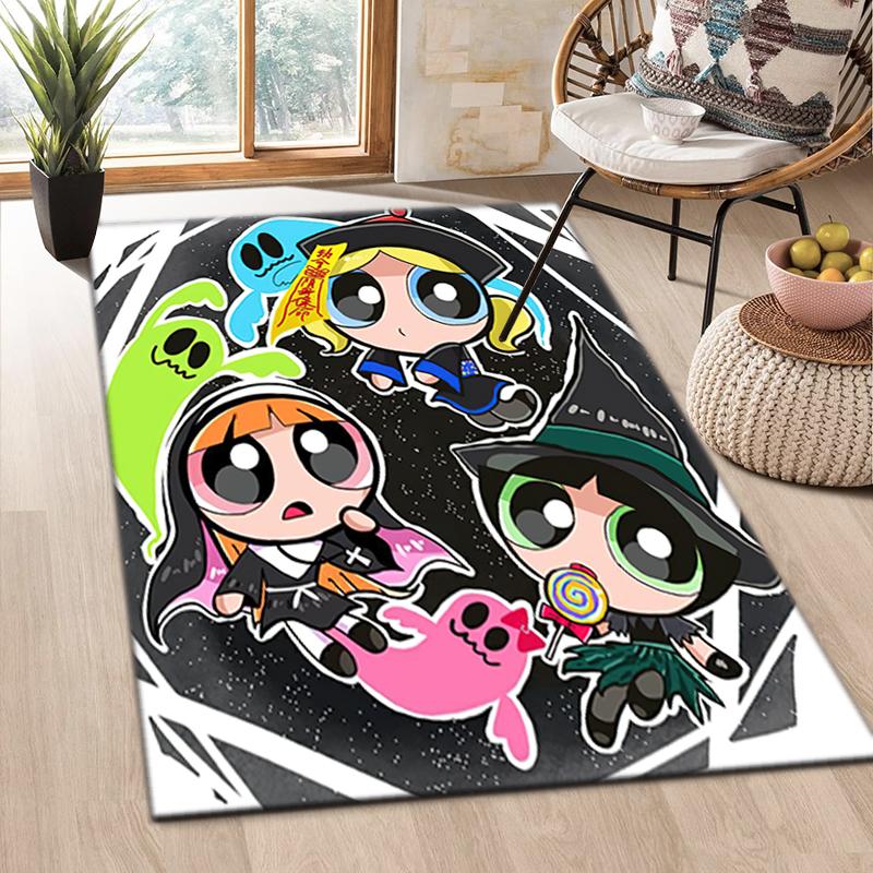 1Pc The Powerpuff Girls Printed rectangle carpet, home door mat, outdoor travel protection carpet A10