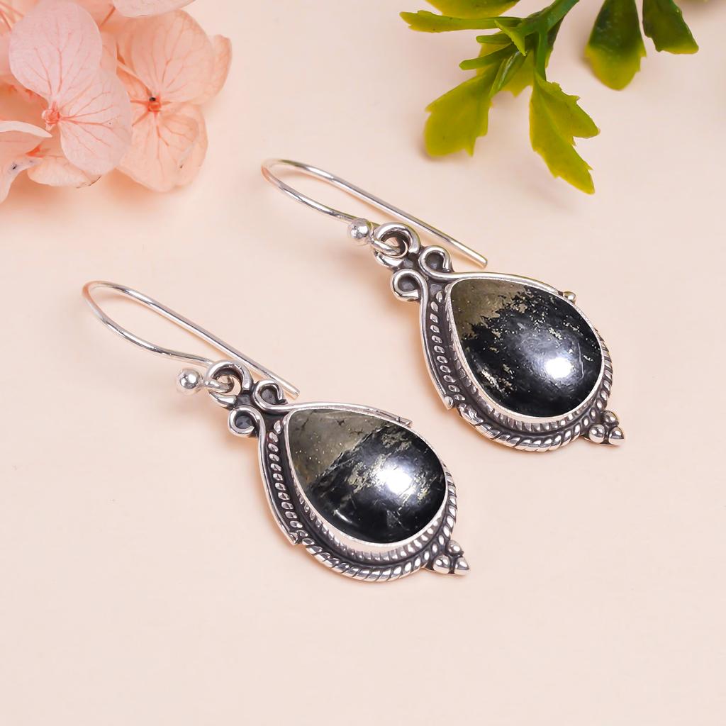 Серьга Healer'S Gold Apache Gold из стерлингового серебра 925 пробы V9792, Черная серьга, Серьга-груша, Подарок на День святого Валентина, Подарок для нее, Подарок на день рождения, Ручная работа J