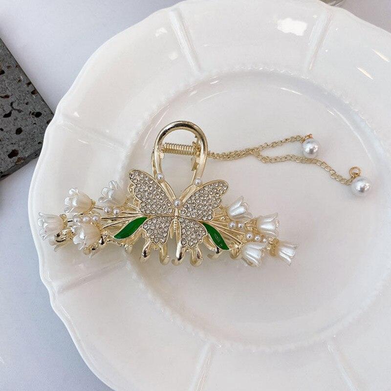 Новая роскошная лента со стразами, металлический зажим для волос, винтажные заколки для волос с цветком, заколки для волос в виде краба, заколки для волос, аксессуары для волос для женщин