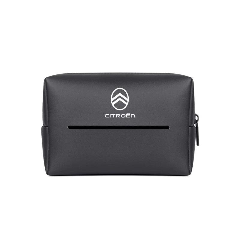 Car Interior Tissue Bag Handkerchief Storage Box For Citroen C5X C3 C4 Aircross Picasso Cactus Celysee e-C3 e-C4 C6 C1 C2 Berlin