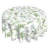 Spring Floral Teal Sage Green Tablecloth Round 60 Inch Watercolor Eucalyptus Leaf Round Table Cloth Wrinkle Resistant Washable