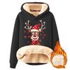 Women's Fashionable Hooded Printed Plush And Thickened Warm Loose Pullover Sweater