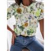 Модные удобные женские летние повседневные футболки с короткими рукавами и круглым вырезом с цветочным принтом