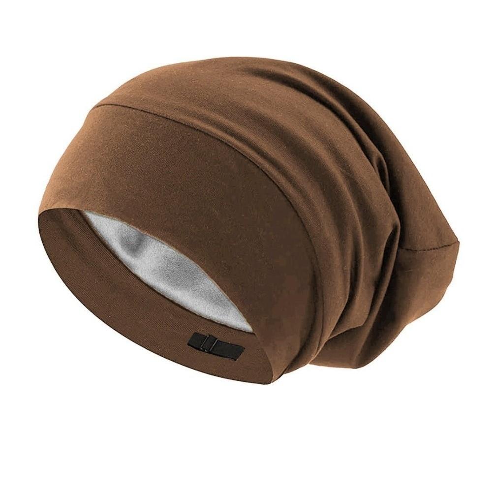 Adjustable Men's Beanie Caps Solid Color Skull Hat Unisex Warm Nightcap Hair Protection