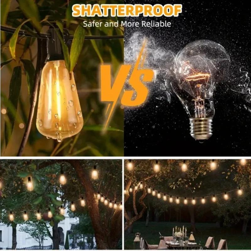 ST38 Waterproof Patio Lights Globe Outdoor for Garden Outside Backyard Porch LED String Lights Plastic Shatterproof Bulbs