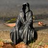 Halloween Grim Reaper Figurine Spooky Black Robe Death Ghost Resin Statue Sculpture Indoor Home Office Desktop Decoration Ornament Festival Gift