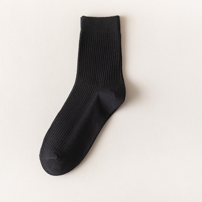 1 Pair Men‘s Socks Casual Business Stripe Socks Deodorant Breathable Black Man Travel Winter Socks