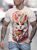 Футболка мужская яркая с принтом 3D Cat, повседневный топ с круглым вырезом и короткими рукавами, трикотажная ткань из 100% полиэстера, слегка эластичная