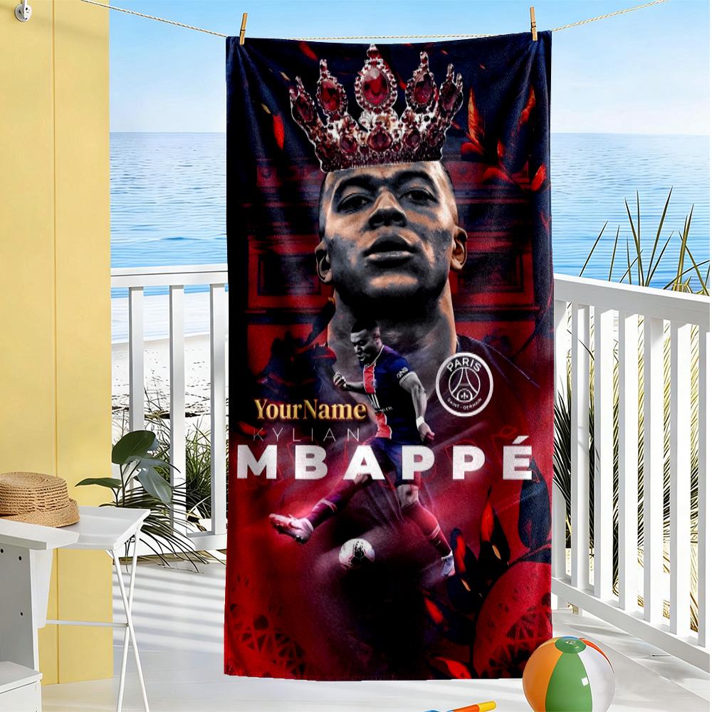 Mbappe Personalized Text Beach Towel Super Soft Microfiber Quickdry Fabric