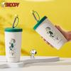 Термокружка Snoopy большой емкости Офисная кружка для воды Высококачественный дизайн для мальчиков и девочек Кружка с трубочкой Настольный стакан для льда